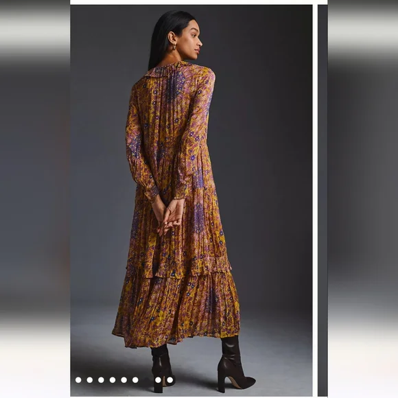 Anthropologie The Marais Printed Chiffon Dress. Multicolored. Size Small. NWOT. - Picture 6 of 15